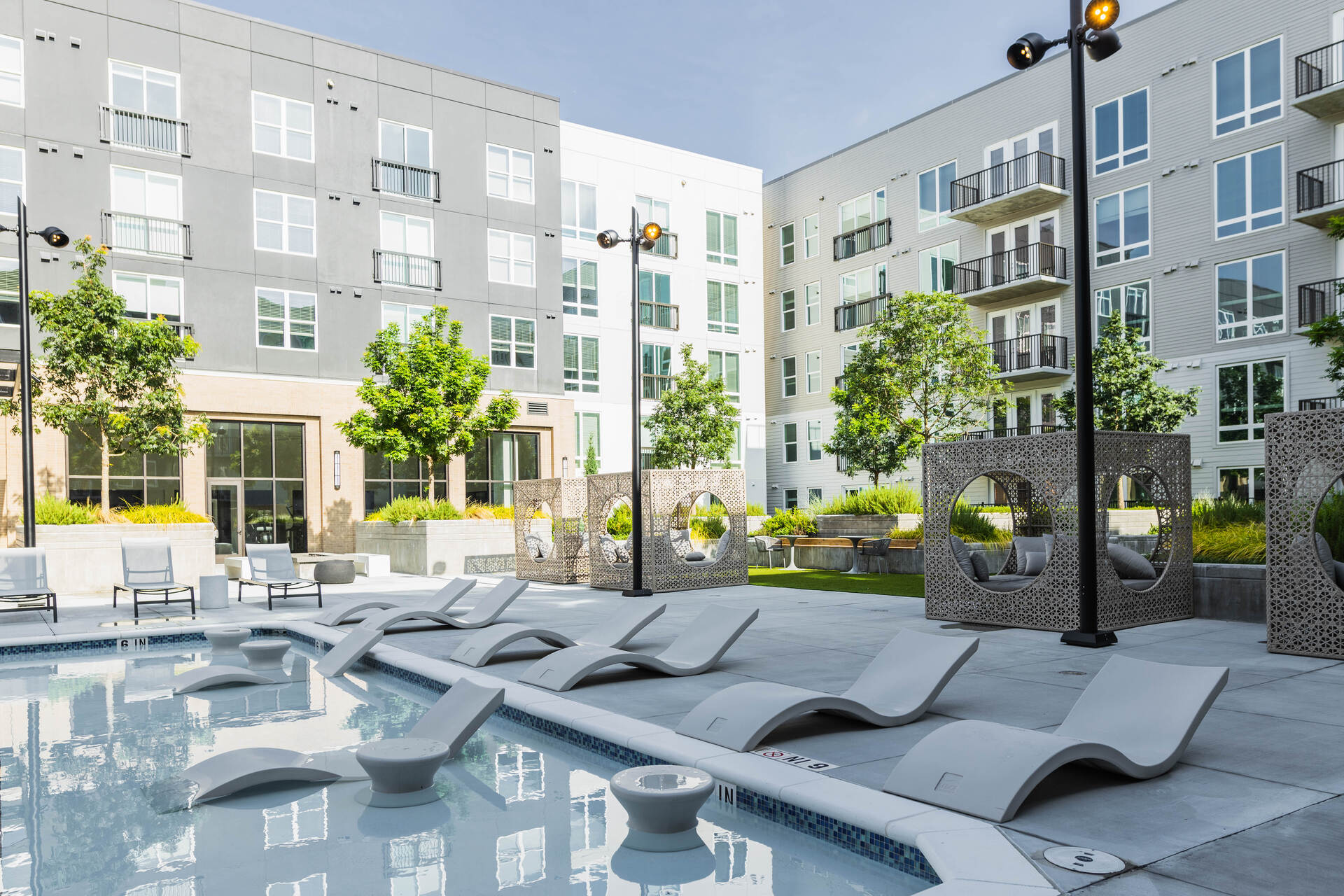 Poolside Lounge Area With Cabanas