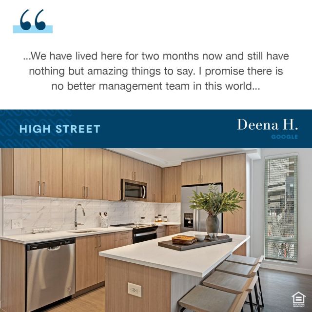 We're so grateful to have you in our community, Deena. Thank you for leaving such a glowing review!
.
.
The team at High Street is dedicated to ensuring every resident has a wonderful experience. If you have any questions about our apartments or the larger High Street community, contact us and we'll be happy to help.